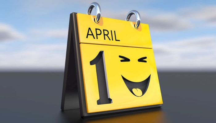 3D rendering of a calendar with the date of April 1st in detail. April fools day.